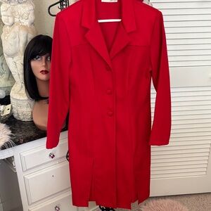Red Women's Long Blazer Coat